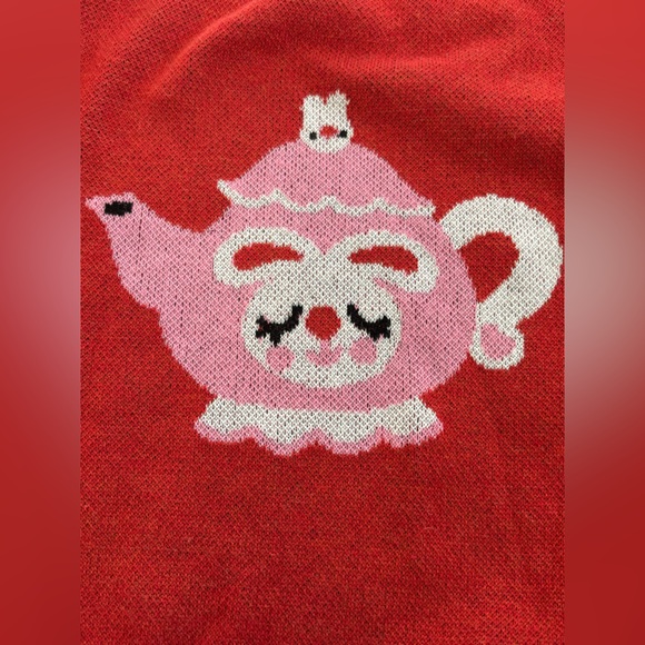 So-Lazo Pink & Red Tea Bunny Knit Sweater Extra-Large - Picture 5 of 9